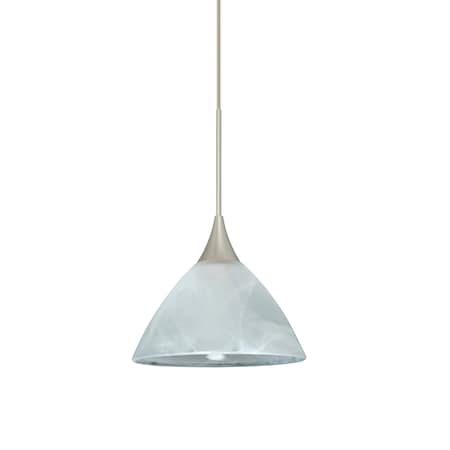 Besa Lighting Domi Cord Pendant, Marble, Satin Nickel Finish, 1x5W LED 1XT-174352-LED-SN